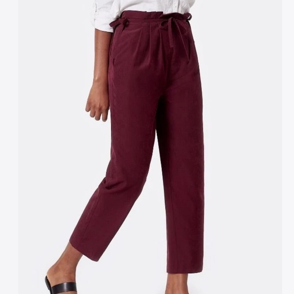 JOIE Telia Deep Wine Paperbag Tie Waist Pants - Picture 5 of 12